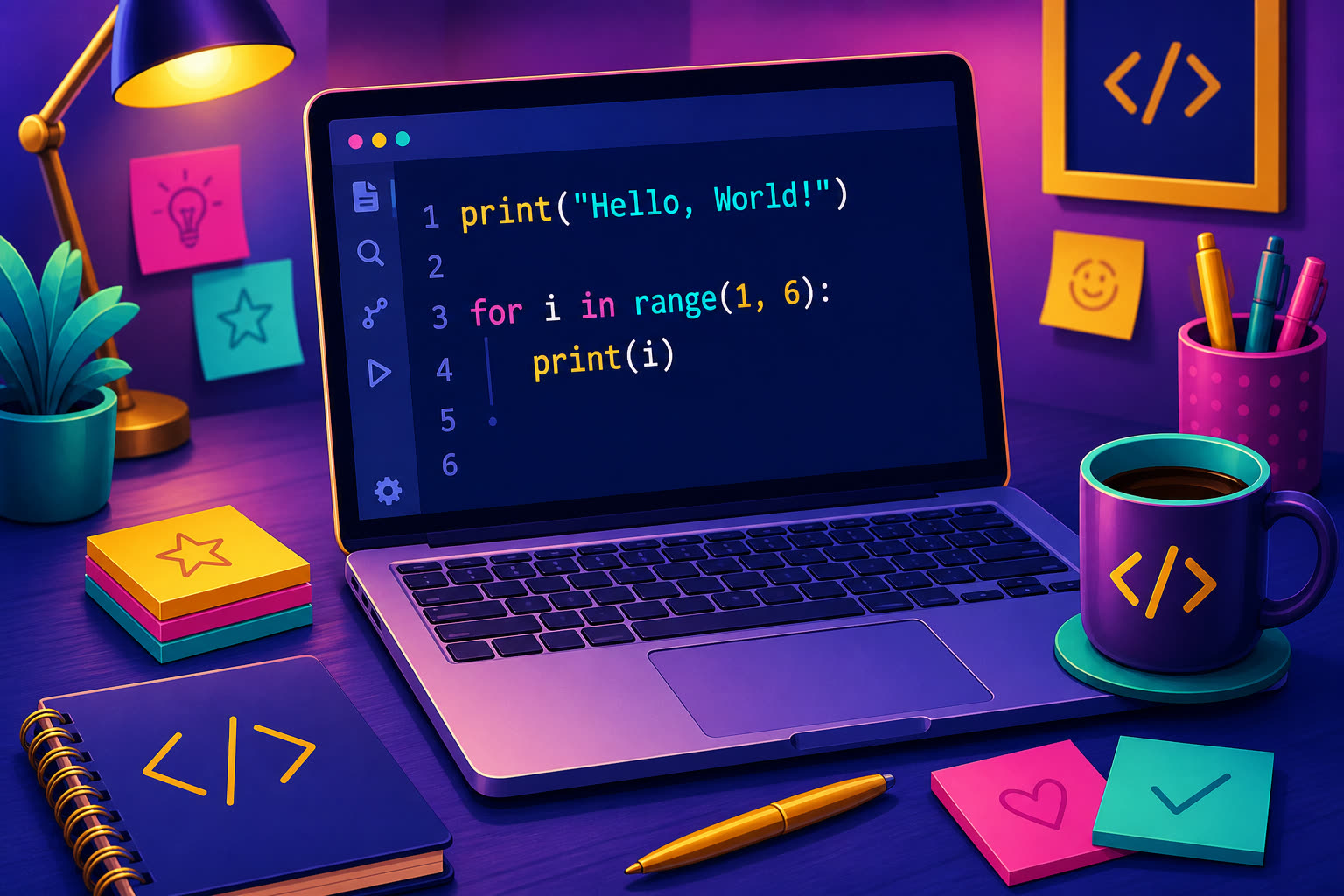 Laptop with Python code on the screen